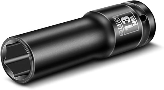MTO 1/2" Drive 13mm Deep Impact Socket, 6 Pt. Metric Socket, CR-MO Steel & Anti-Corrosion Coating for Heavy-Duty Use