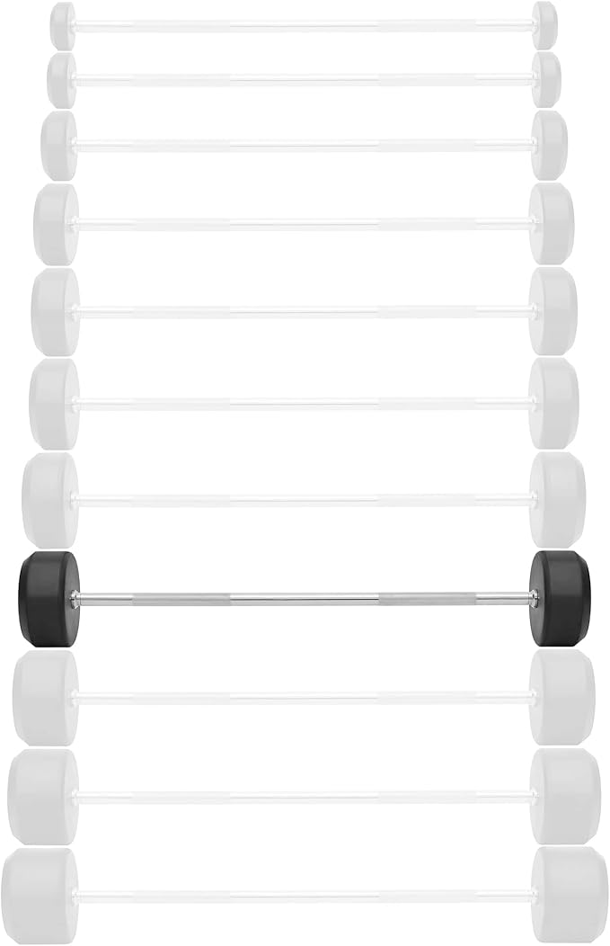 Philosophy Gym Rubber Fixed Barbell, Pre-Loaded Weight Straight Bar for Strength Training & Weightlifting