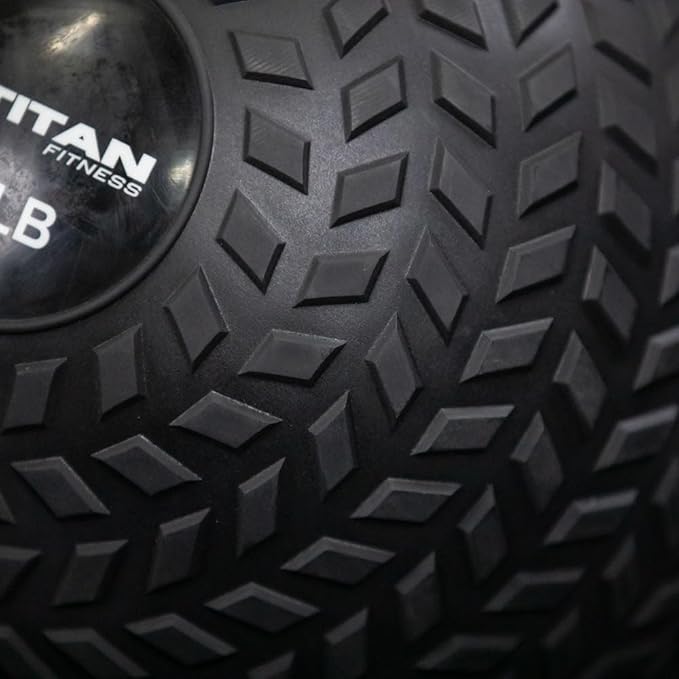 Titan Fitness Rubber Tread Slam Ball, Dead Bounce, Weight Workout - Throw, Catch, Slam, Twist