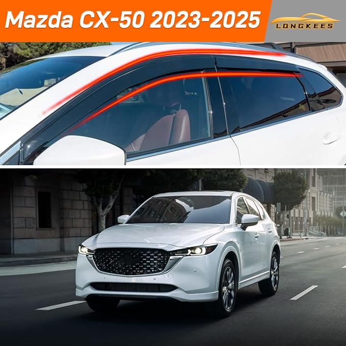 in-Channel Window Visors Rain Guards FIT Mazda CX-50 2023-2025 (2023-2025) – 4-Piece in-Channel Dark-Smoke Polycarbonate Vent Deflectors