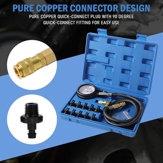 Oil Pressure Tester Tool, Oil Pressure Gauge kit, 0-140 PSI Pressure Test Diagnostic Tools, Engine Oil Pressure Tester Tool kit, for car Truck (Blue)