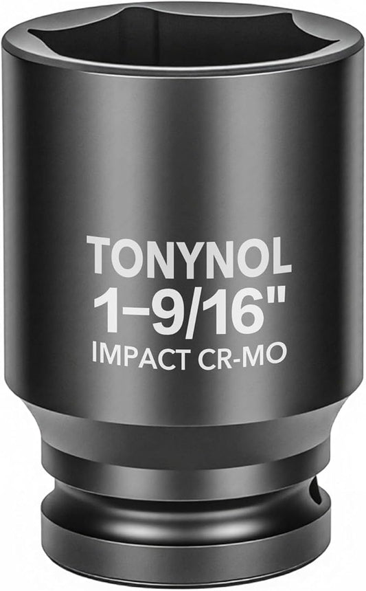 3/4" Inch Drive Deep Impact Socket,6-Point,SAE 1-9/16",80mmL,CR-MO,Heavy-Duty Automotive & Industrial Repair
