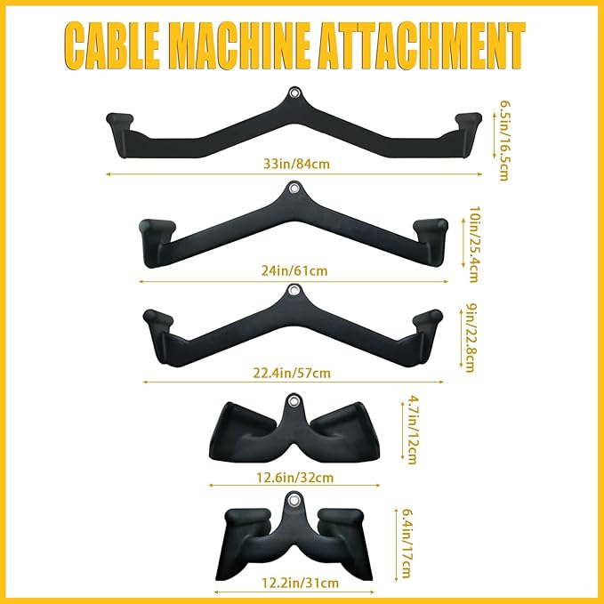 Ergonomic LAT Pull Down Bars, Back and Triceps Strength Training Equipment, LAT Pulldown Attachments, Cable Attachments for Home Gym