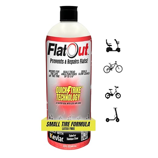 QuickStrike Tire Sealant - Small Tire/Bicycle Formula - New Formula - Prevents Flat Tires - Seals Leaks - Contains Kevlar - Tubeless Tire Sealant - 32 Ounce Bottle