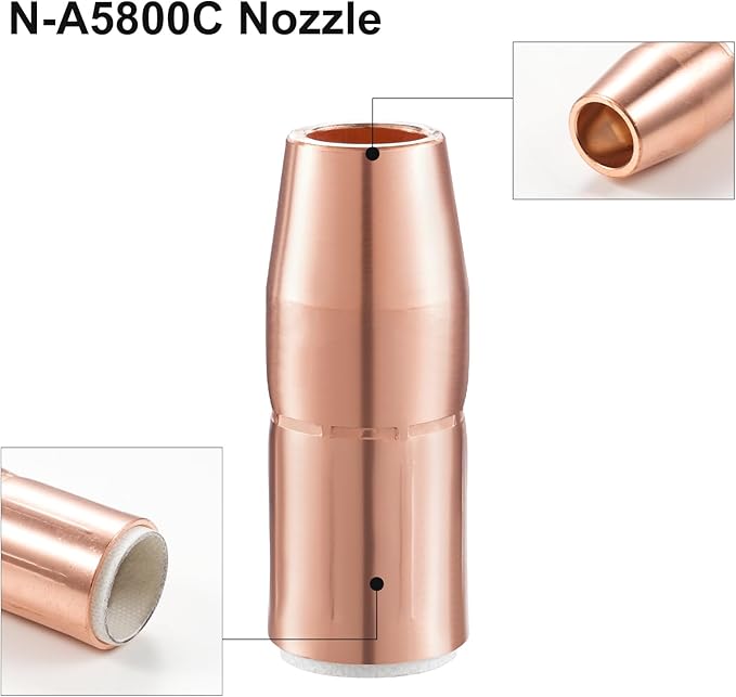 MIG Welding Nozzle N-A5800C for Miller AccuLock S Large 5/8" Orifice Flush Tip Use With D-MA250 Diffuser (2-PK)