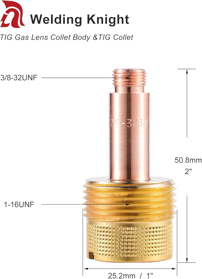 Large TIG Gas Lens Collet Body 45V64 3/32"&2.4mm TIG Collet 10N24 for TIG Welding Torch WP-17, 18 & 26 Series Consumables 7-pk
