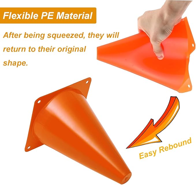 7 Inch Soccer Cones with Carry Bag,15 Pcs Sports Training Cones, Basketball Football Skating Drills Cones, Small Plastic Agility Marker Cone For Indoor and Outdoor Games,Orange Mini Traffic Cones