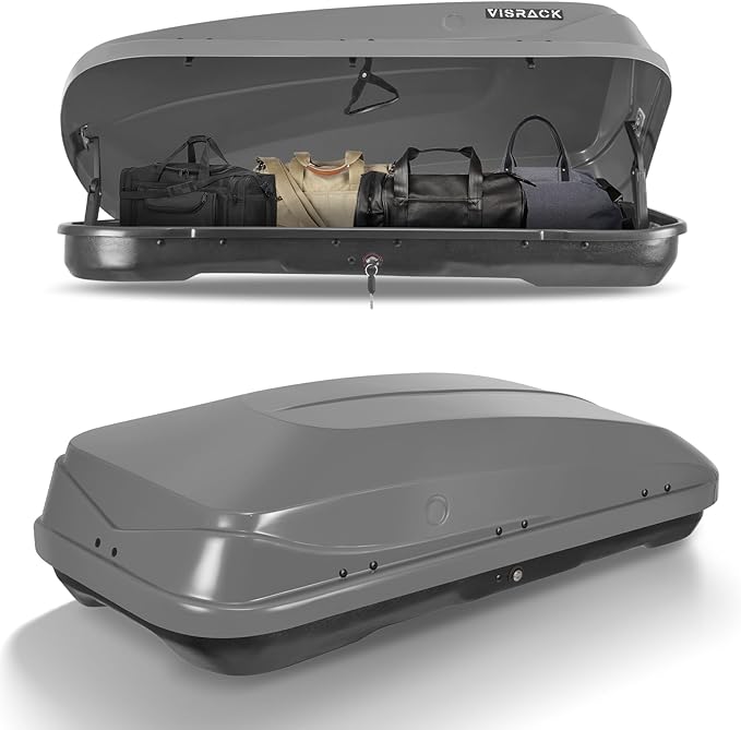 Hard Shell Roof Cargo Carrier with Security Keys, Roof Box, Cargo Box, 56 (L) x 30 (W) x 13.7(H) Inches, 13 Cubic Feet (Tool-Free Install), Gray