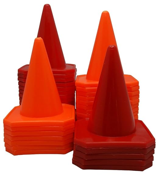 Bluedot Trading 4” Plastic Sports Cones | Agility Cones Games, RC Racing, Outdoor Activities, Soccer Training, Party Games & Decorations - Orange & Red Cones – Set of 40