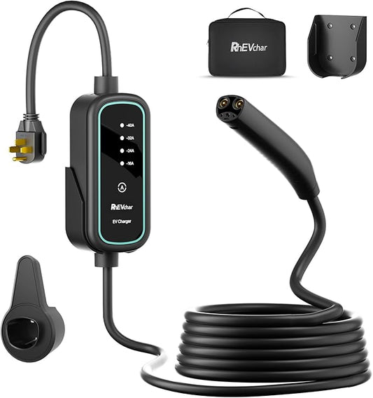 40A Tesla Level 2 NACS Connector EV Charger 9.6KW Fast Electric Vehicle Charging Stations for Home with 240V NEMA 14-50 Plug, 25FT Cable, Travel Bag, Wireless Port Opener