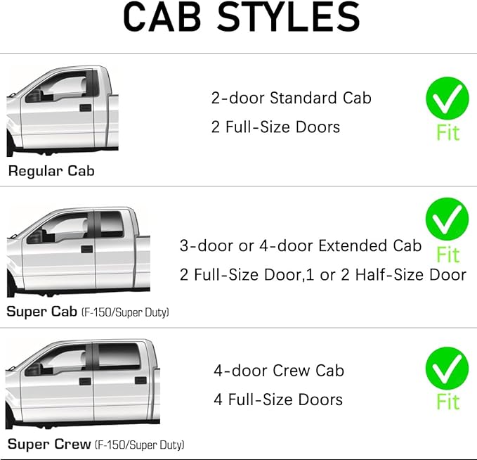 Lightronic Extra Durable Tape-on Window Visor, Fits 2004-2014 Ford F-150 SuperCab; 2009-2014 F-150 Regular/SuperCrew; 2010-2014 F-150 SVT Raptor SuperCab/SuperCrew, UV Protect Rain Guard, Smoke, 2-Pcs