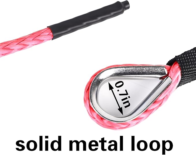 ATV UTV Synthetic Winch Rope Cable 3/16" x 50 ft, 8,300 lbs Pulling Strength, with Protective Sleeve, Safety Pull Strap, for 4X4 Offroad Vehicles (red)