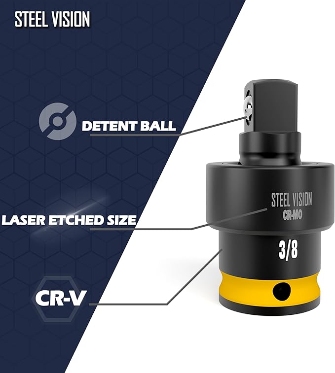 Steel Vision 7-Piece 3/8" Drive Low Profile Oil Filter Socket Set, U-Joint Swivel Socket Wrench Kit, Oil Filter Removal Tool for Ford, BMW, Audi, VW, Mini, Volvo, Porsche, Mercedes