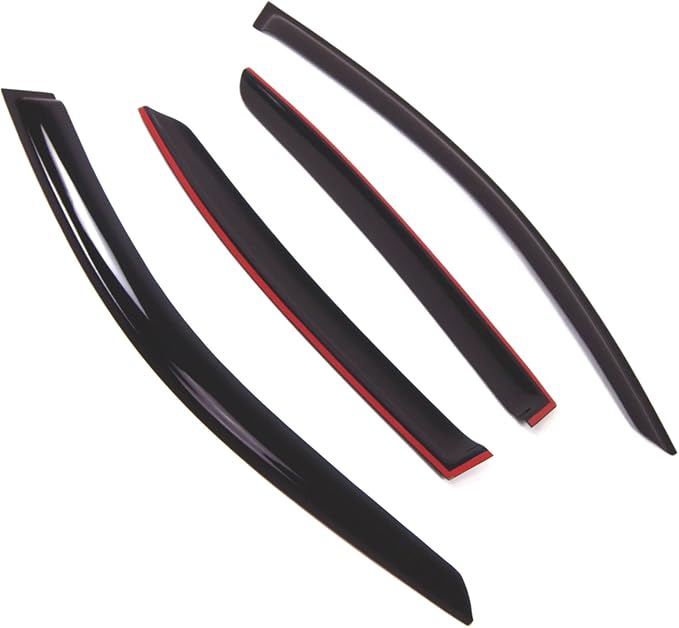 Tuningpros WD2-672 Dark Smoke 4 Pcs Set Window Visor (Outside Mount) Deflector Rain Guard Compatible with 2012-2016 BMW 320i 325i 328i