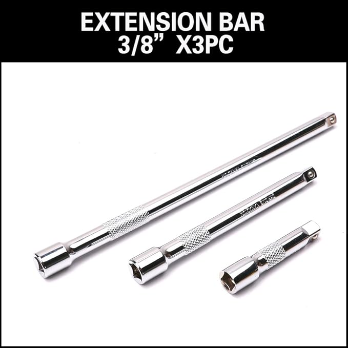 HORUSDY 9-Piece Socket Extension Bar Set, Ratchet Extension Bar Set,1/4", 3/8", and 1/2" Impact Drive Socket, Drive Tool Accessory, CR-V Steel Storage Tray