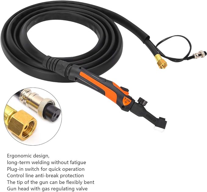 Tig Welding Torch Gun, Tig/Wp - 9vf 13.12ft 8mm ² Wire Diameter Quick Toggling Between On And Off Positions M16x1.5 Air Interface Ergonomic Welding Torch