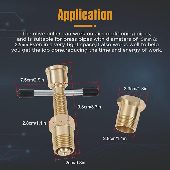 Pipe Olive Remover Puller Tool Easy Removal Without Damage, Olive Puller Ferrule Puller, Compression Sleeve Puller Suitable for Brass Olive Pipes with Diameters of 1/2in & 3/4in