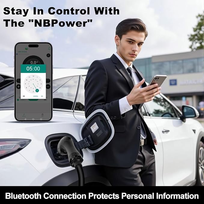 Level 2 EV Charger (WiFi, App, Plug and Play), 32 Amp, 240V Portable Electric Vehicle Charger for All J1772 EVs, Home & Outdoor Charging with NEMA 14-50(16 ft Plug)