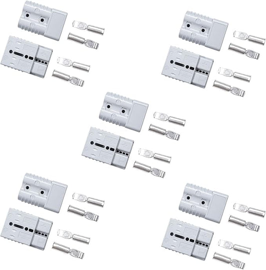 10 Pcs 1/0 Gauge 175 Amp Battery Quick Connect/Disconnect, Jumper Cable Plug Connector Kit for Recovery Winch, Towing Systems(Grey)