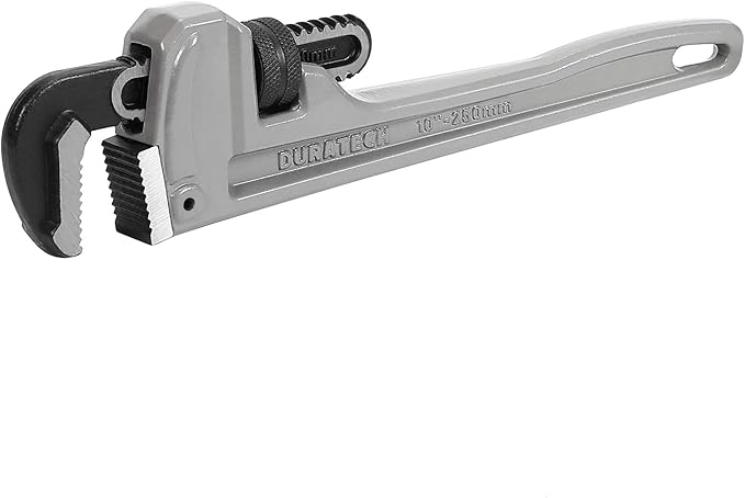 DURATECH 10-inch Heavy Duty Aluminum Straight Pipe Wrench, Adjustable Plumbing Wrench, Drop Forged, Exceed GGG standard