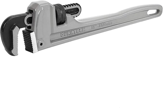 DURATECH 10-inch Heavy Duty Aluminum Straight Pipe Wrench, Adjustable Plumbing Wrench, Drop Forged, Exceed GGG standard