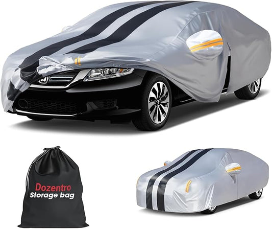 10 Layers Sedan Car Cover Custom Fit for Honda Accord(2001-2025), 100% Waterproof All Weather for Automobiles, Gift with Towel, Heavy Duty Car Covers for Rain Sun UV Protection with Door Zipper.