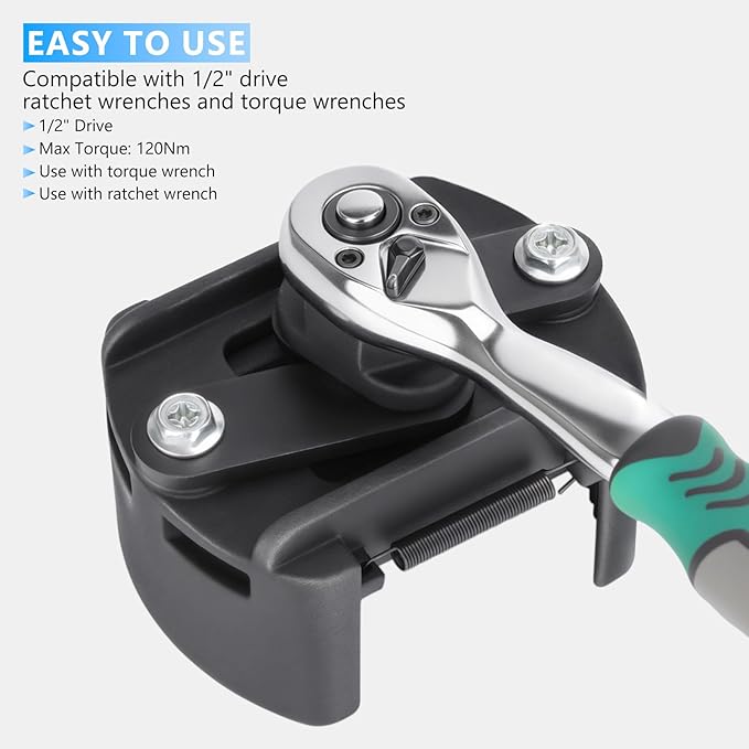 Adjustable Oil Filter Wrench Removal Tool 1/2'' Drive, Universal Oil Filter Cap Socket Wrench, fits Small & Medium-sized Spin-on Oil Filter (80-105mm)