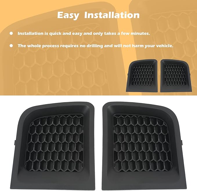 Front Lower Bumper Grille Insert Bezel Covers, Pair Set Replacement for 2015-2017 Jeep Renegade