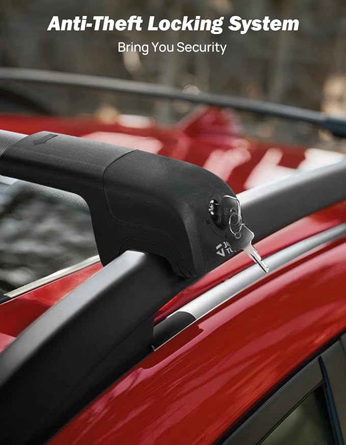 JOYTUTUS Lockable Car Roof Rack Cross Bars Compatible with Subaru Crosstrek 2018-2023 / Impreza 2017-2023, 220LB Aluminum Crossbars for Roof Racks Suitcases Kayaks Canoes Bikes Skis Snowboard