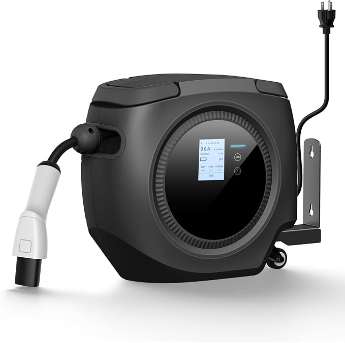 Level 1 EV Charger for J1772 Electric Cars – 110V 16A, 26FT Cable, NEMA 5-15 Plug, Wi-Fi Support, Portable Connector for Home or Travel (Black)