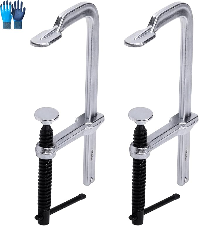 2 Pcs Welding Clamps Heavy Duty Jaw Openings up to 6" (160 mm) for Welding, Woodworking, Metalworking, Heavy Duty Steel F Clamp 3" (80 mm) Throat Depth, 440 Lbs Clamping Force