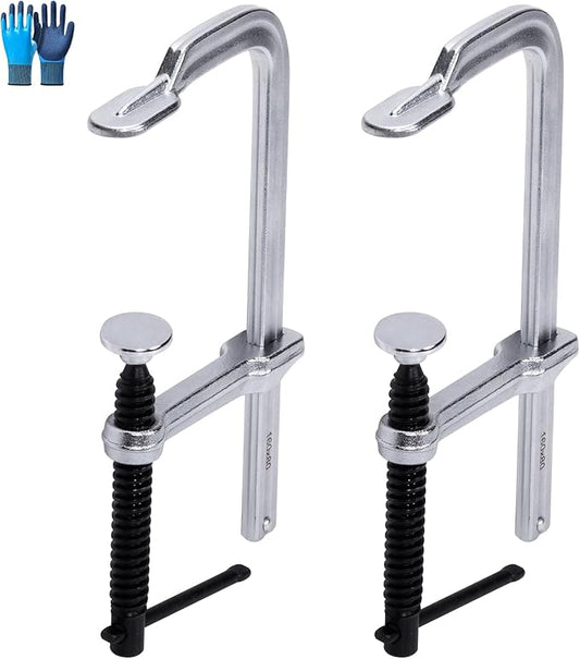 2 Pcs Welding Clamps Heavy Duty Jaw Openings up to 6" (160 mm) for Welding, Woodworking, Metalworking, Heavy Duty Steel F Clamp 3" (80 mm) Throat Depth, 440 Lbs Clamping Force