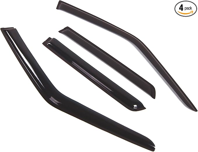 TuningPros Outside Mount Window Vent Visors Rain Guards Compatible with Nissan Juke 2011-2017 | Side Window Wind Deflectors Rain Shields | Smoke Tinted, 4 Pcs Set, DGWV-342