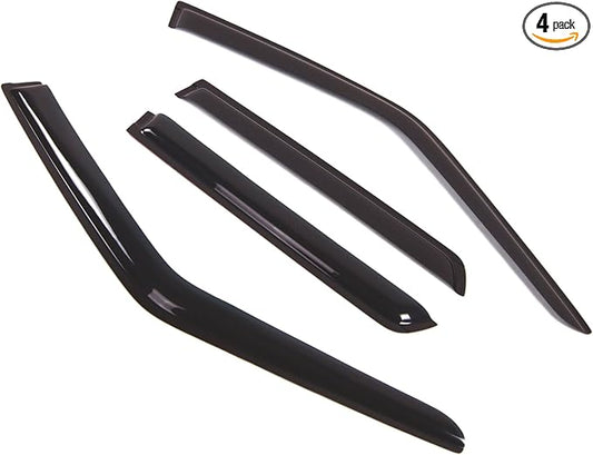 TuningPros Outside Mount Window Vent Visors Rain Guards Compatible with Nissan Juke 2011-2017 | Side Window Wind Deflectors Rain Shields | Smoke Tinted, 4 Pcs Set, DGWV-342