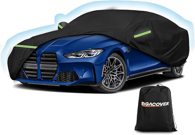 Car Cover for BMW M4/ 4 Series 420i 428i 430i 435i 440i /4 Coupe 2014-2024, Waterproof 210D Oxford Cloth and Cotton Cover Outdoor Full Car Covers with Zipper Windproof Heavy Duty All Weather