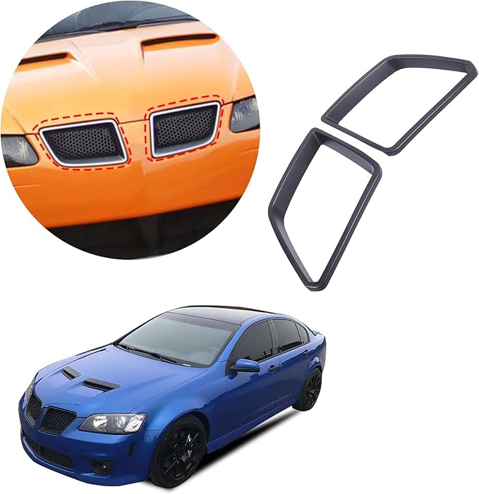 Car Front Bumper Grille Cover Trim Compatible with Pontiac G8 08-09/Holden Commodore 06-12 ABS Front Grille Bumper Grill protective cover decorative accessories (Matt black)