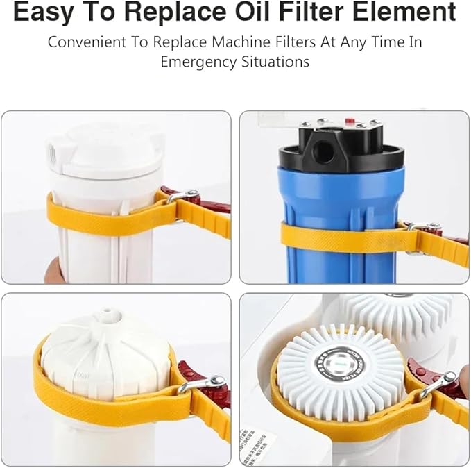 8" Adjustable Strap Wrench Tool for Oil Filter, Water Filter, Fuel Filter, Whole House Filter, and RV Sewer Hose - Multi-Purpose Rubber Band Wrench with Non-Slip Grip