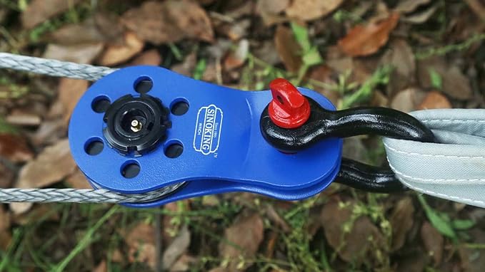 SINOKING Universal Fit Winch Snatch Block 22000lbs/10T Max Load Snatch Block Heavy Duty Rope Pulley Winch Accessories Blue Textured Coating (Blue)