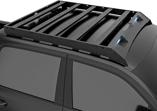 Roof Rack Cargo Basket Compatible with 2009-2018 Dodge Ram 1500 & 2019 2020 Classic Crew/Quad Cab, Truck Rooftop Cargo Carrier Top Luggage Storage Holder with 2 LED Lights