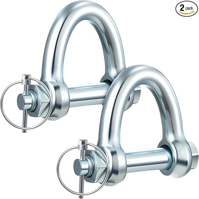 2 Pack 2 Inch Web Sling Shackles with Quick Release Pins, 8000 Lbs WLL, White Blue Zinc, Heavy Duty Tools for Lifting Slings, Recovery Straps, Car Towing, Industrial & Outdoor Use