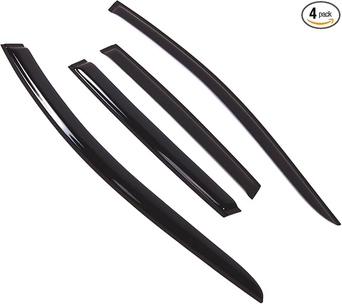 TuningPros Outside Mount Window Vent Visors Rain Guards Compatible with Ford Escape 2013-2016 | Side Window Wind Deflectors Rain Shields | Smoke Tinted, 4 Pcs Set, DGWV-633