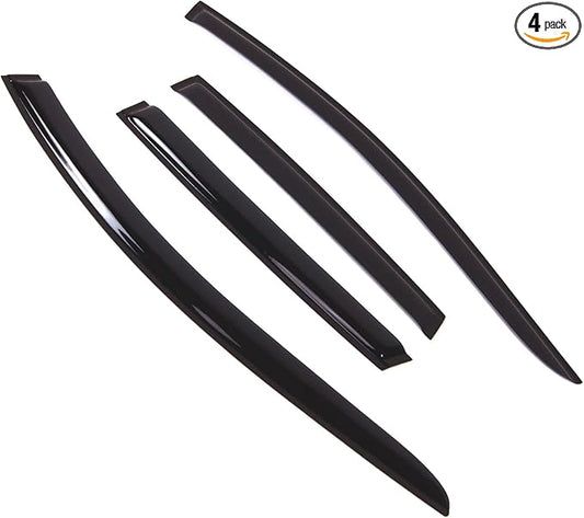 TuningPros Outside Mount Window Vent Visors Rain Guards Compatible with Ford Escape 2013-2016 | Side Window Wind Deflectors Rain Shields | Smoke Tinted, 4 Pcs Set, DGWV-633