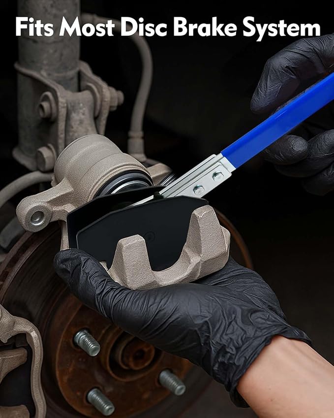 Upgraded Brake Caliper Compression Tool 4 in 1 Universal Caliper Piston Compressor Tool with 4 Brake Caliper Hangers Brake Pad Spreader Tool with 360°Swing Ratchets for Car Brake Repair Blue