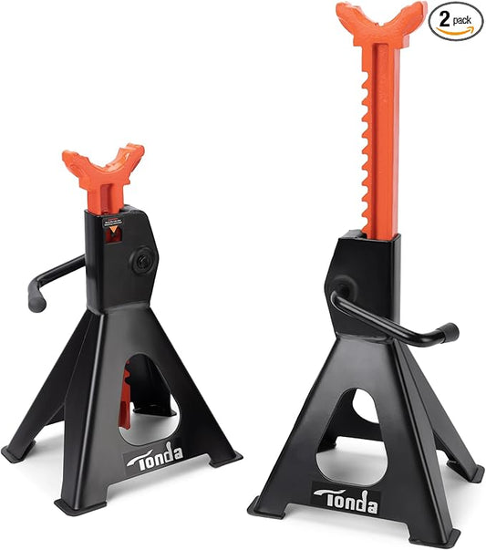 TONDA Jack Stands 3 Ton, Extra Tall Heavy Duty Car Jack Stand, 13.39-21.06 inch Adjustable Height for SUV, MPV and UTV/ATV, Black, 1 Pair