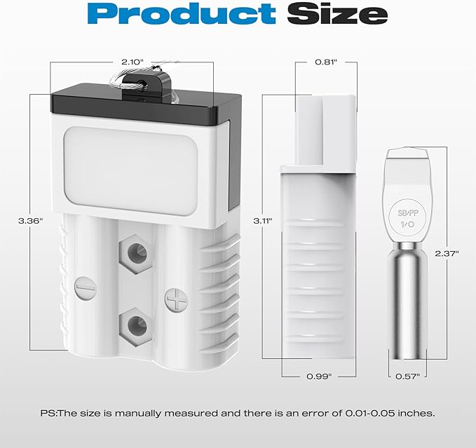 Anderson Connector, 175AMP 1/0AWG Battery Quick Connect w/Hard Cover 12V-36V Anderson Plug Winch Wiring Kit for Cable RV Truck Winch (4pcs)-Gray