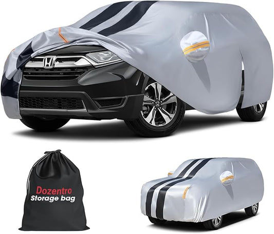 10 Layers Sedan Car Cover Custom Fit for Honda CR-V(1995-2025), 100% Waterproof All Weather for Automobiles, Gift with Towel, Heavy Duty Car Covers for Rain Sun UV Protection with Door Zipper.