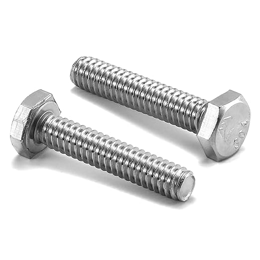 1/4-20 x 1-1/4" Hex Head Screw Bolt, 10Pcs 18-8 (304) Stainless Steel, Fully Threaded, Plain Finish, by SG TZH