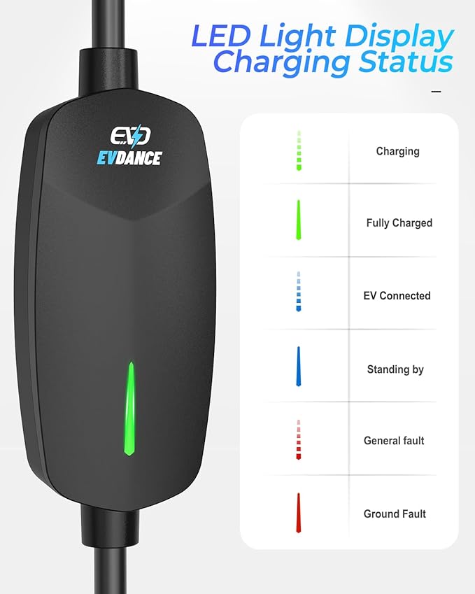 Level 2 EV Charger 32Amp, 7.68kW Portable & Home EV Car Charger with 25FT Cable, NEMA 14-50 Plug, IP66 Waterproof, 240V Electric Vehicle Charging Station Compatible with All J1772 EVs
