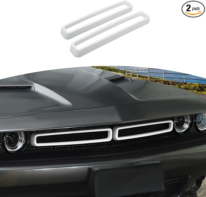 for Challenger Grille Insets Trim Cover Fit for Dodge Challenger 2015-2023 White Exterior Accessories 2pcs