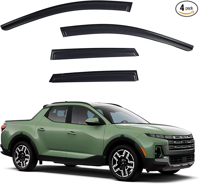 Window Visors Rain Guards fits Hyundai Santa Cruz 2022 2023 2024 2025, Out-Channel Window Wind Deflectors Vent Shades Accessories, Dark Smoke 4 Pcs